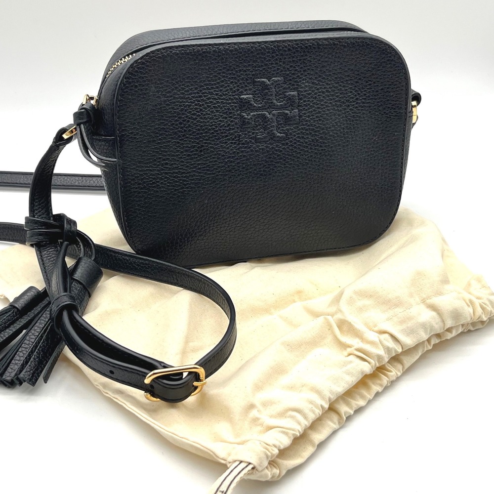 Tory Burch Camera Bag Black Pebbled Leather Crossbody 10006102